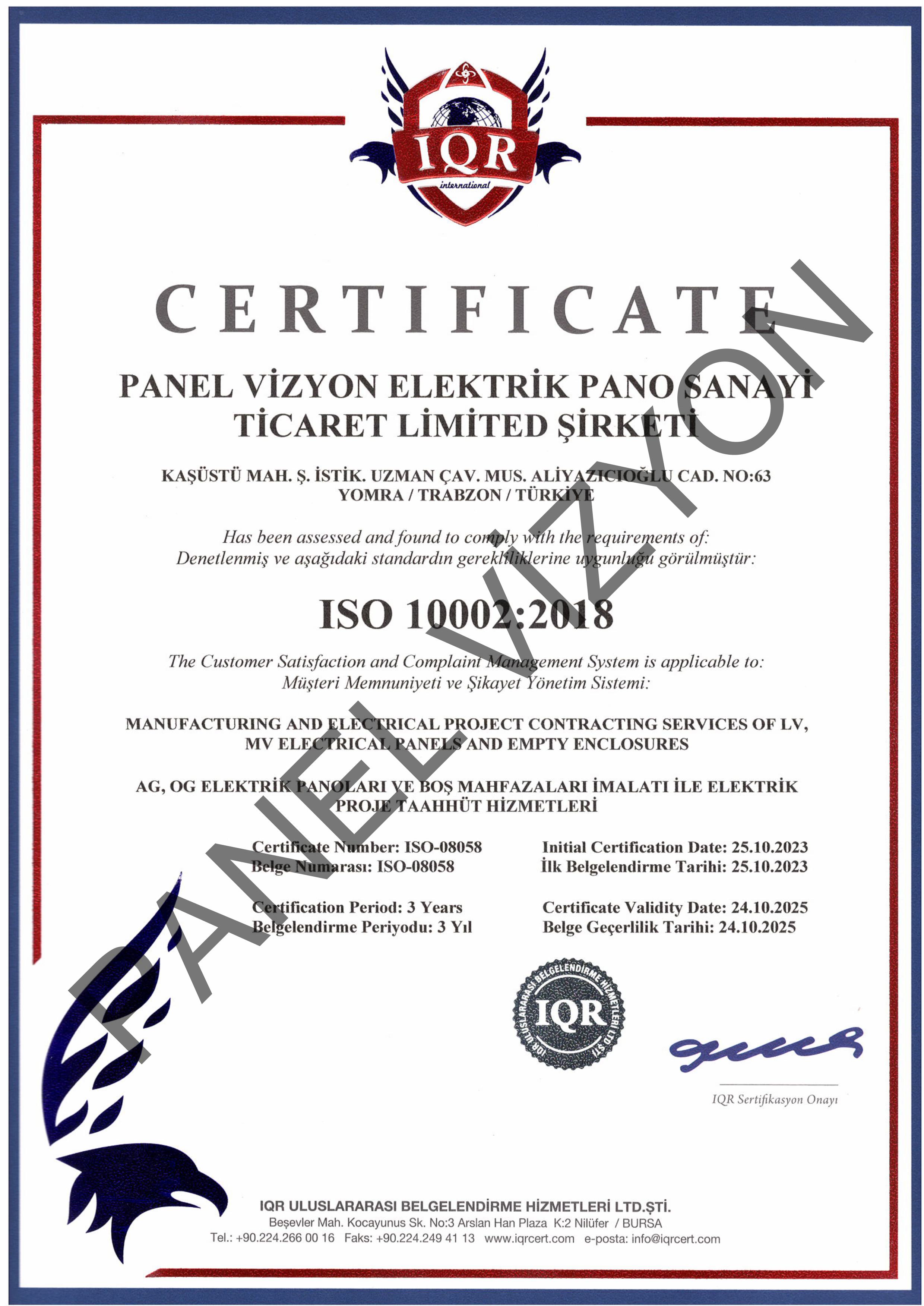 ISO Sertifikası