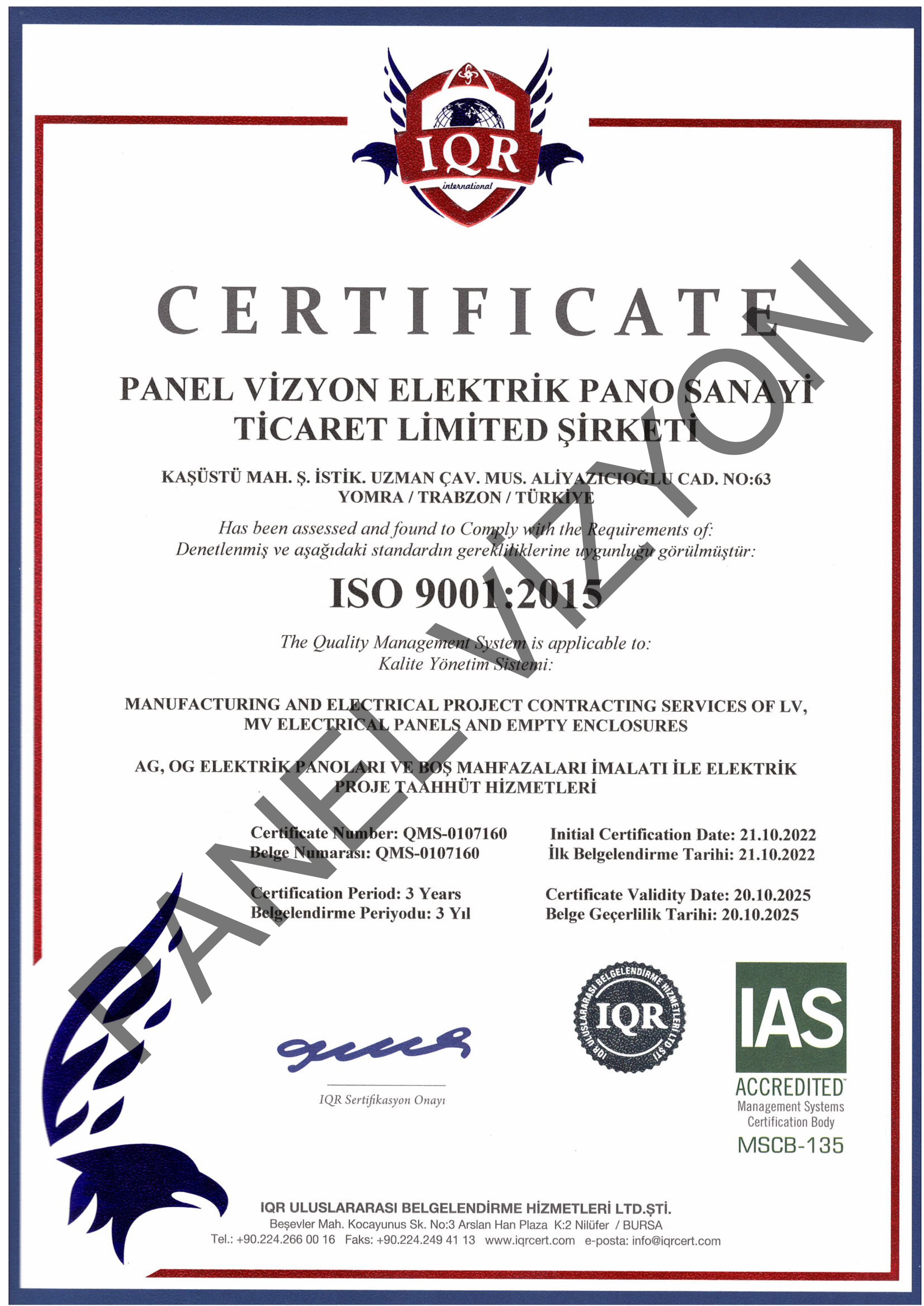 ISO Sertifikası